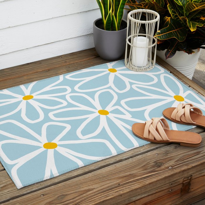 Daisy chain - pastel blue Outdoor Rug Gallery Image 2