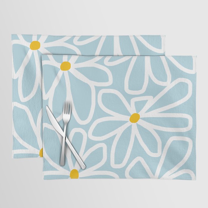 Daisy chain - pastel blue Placemat Gallery Image 1