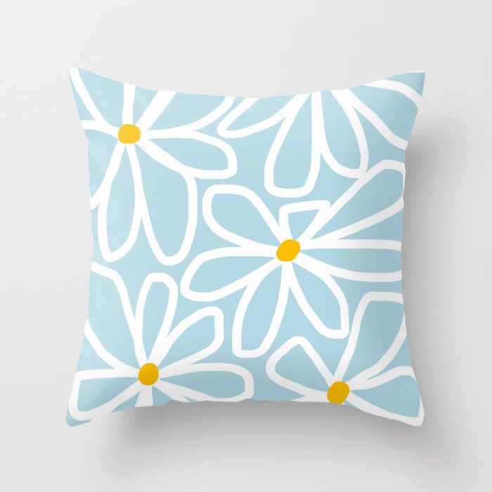 Daisy chain - pastel blue Throw Pillow Gallery Image 1