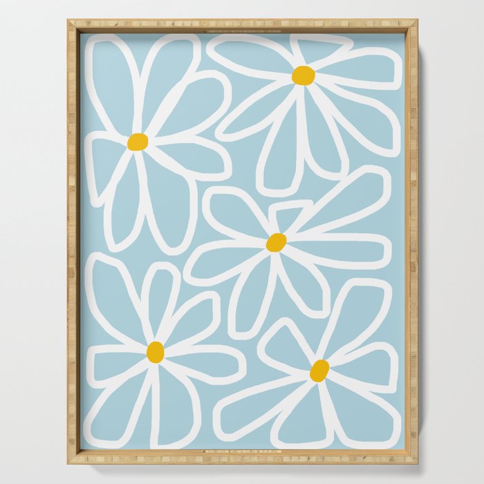 Daisy chain - pastel blue Serving Tray Gallery Image 1