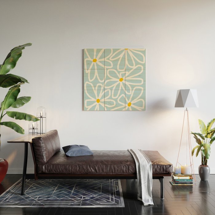 Daisy chain - pastel blue Wood Wall Art Gallery Image 2