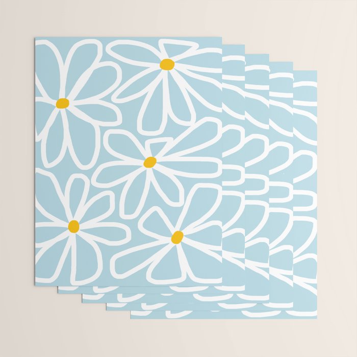Daisy chain - pastel blue Wrapping Paper Gallery Image 3