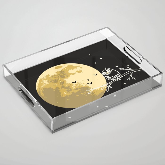 Owl and Moon Acrylic Tray Gallery Image 1