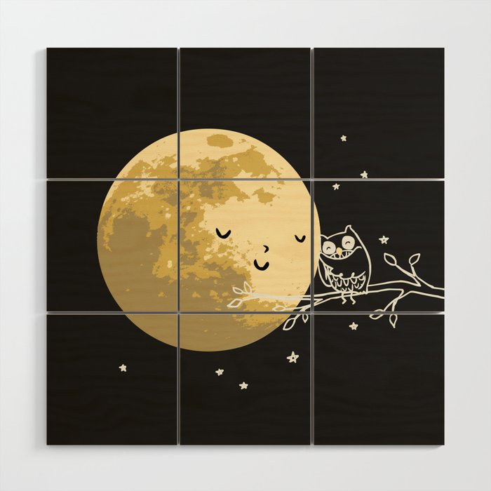 Owl and Moon Wood Wall Art Gallery Image 1