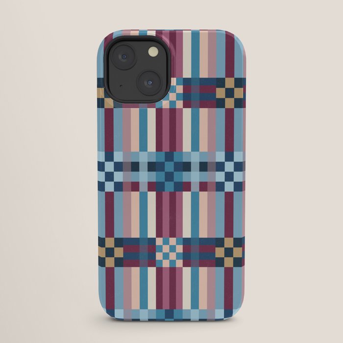 Woven Checks and Stripes Blue Burgundy iPhone Case Gallery Image 25