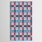 Woven Checks and Stripes Blue Burgundy Tablecloth Gallery Image 2
