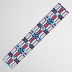 Woven Checks and Stripes Blue Burgundy Table Runner Gallery Image 3