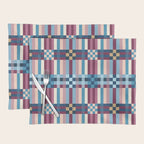 Woven Checks and Stripes Blue Burgundy Placemat Gallery Image 1