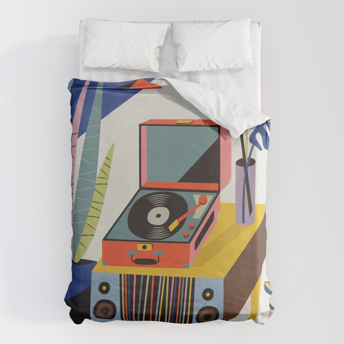 Retro Record Player Duvet Cover Gallery Image 1