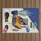 Retro Record Player Outdoor Rug Gallery Image 1