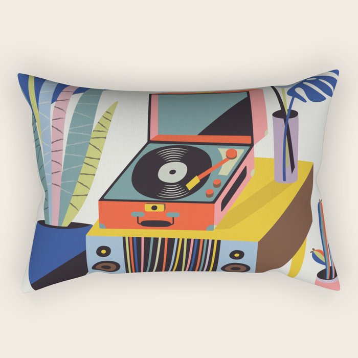 Retro Record Player Rectangular Pillow Gallery Image 1
