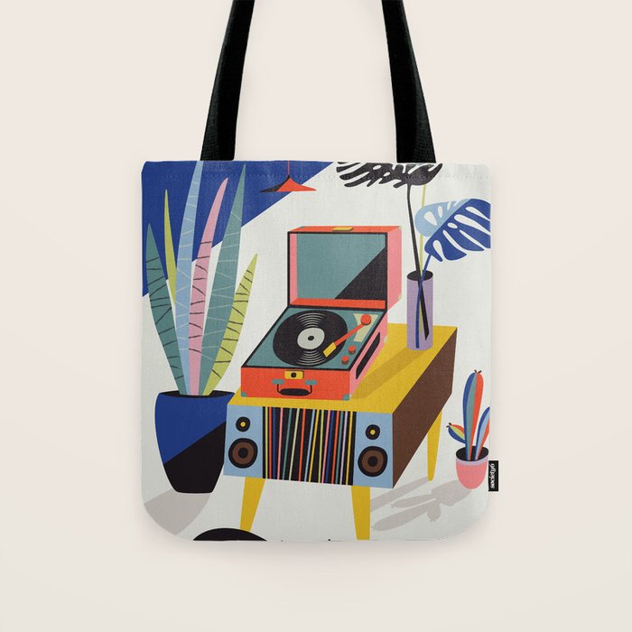 Retro Record Player Tote Bag Gallery Image 1