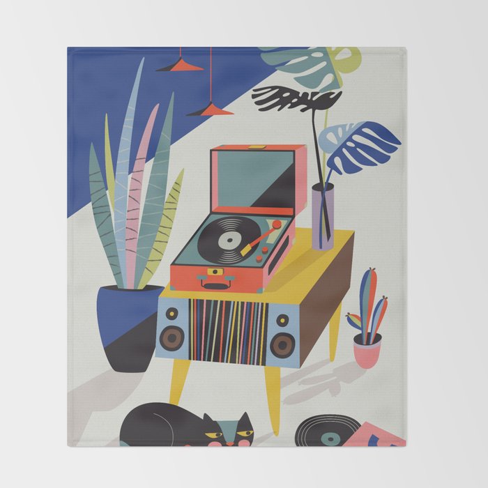 Retro Record Player Throw Blanket Gallery Image 2
