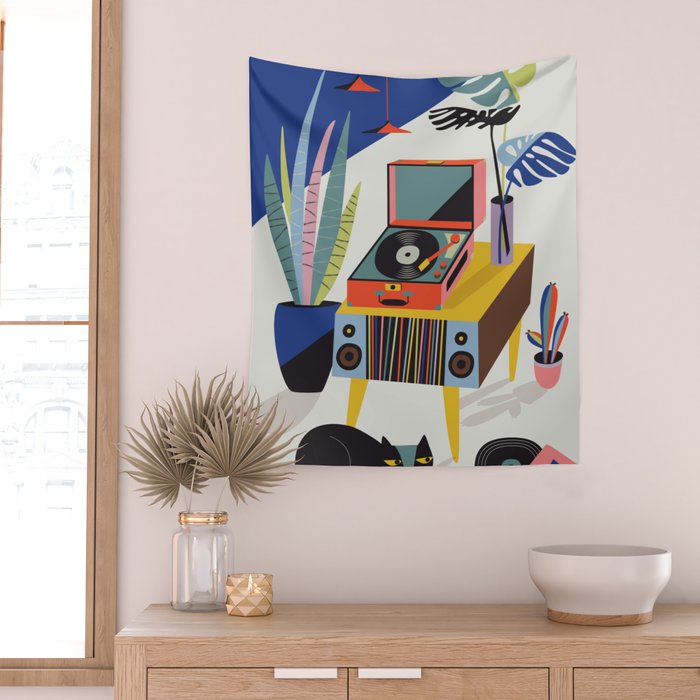 Retro Record Player Wall Tapestry Gallery Image 2