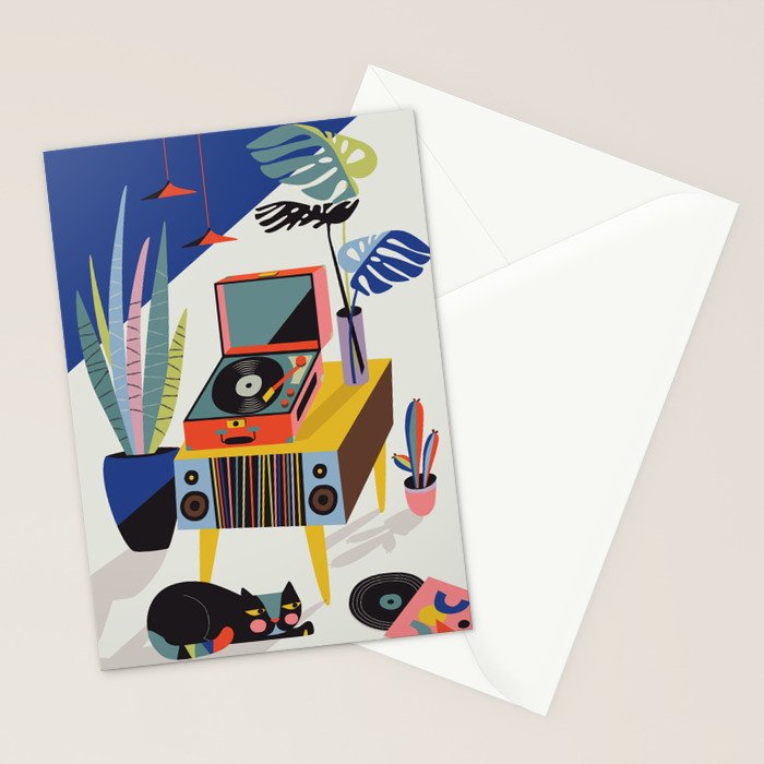 Retro Record Player Stationery Card Gallery Image 2