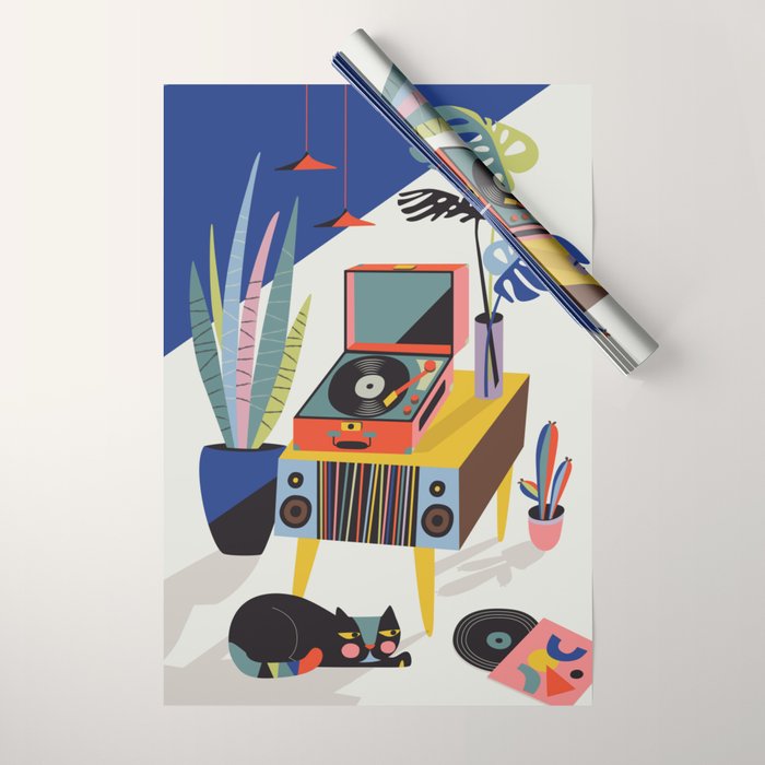 Retro Record Player Wrapping Paper Gallery Image 1