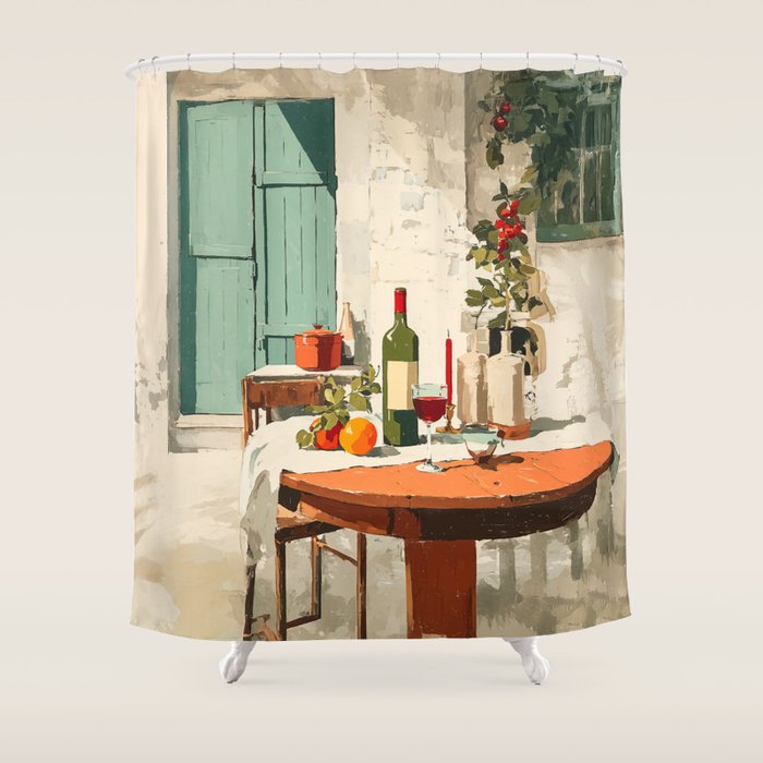 Rustic Holiday Courtyard Still Life Shower Curtain Gallery Image 1