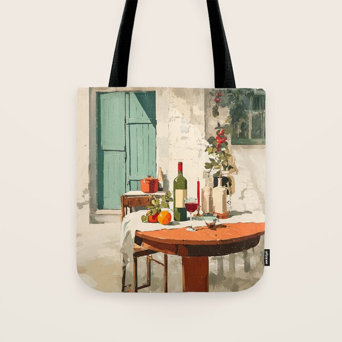 Rustic Holiday Courtyard Still Life Tote Bag Gallery Image 1