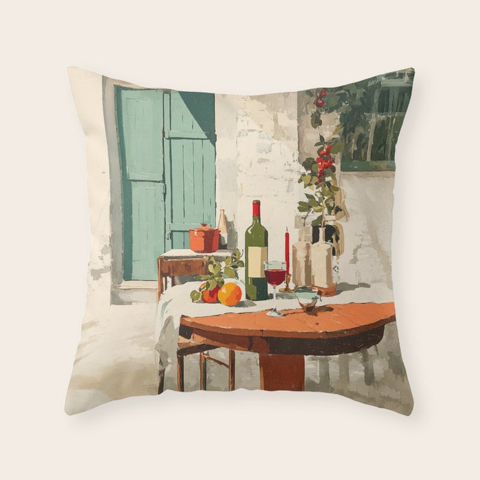 Rustic Holiday Courtyard Still Life Throw Pillow Gallery Image 6