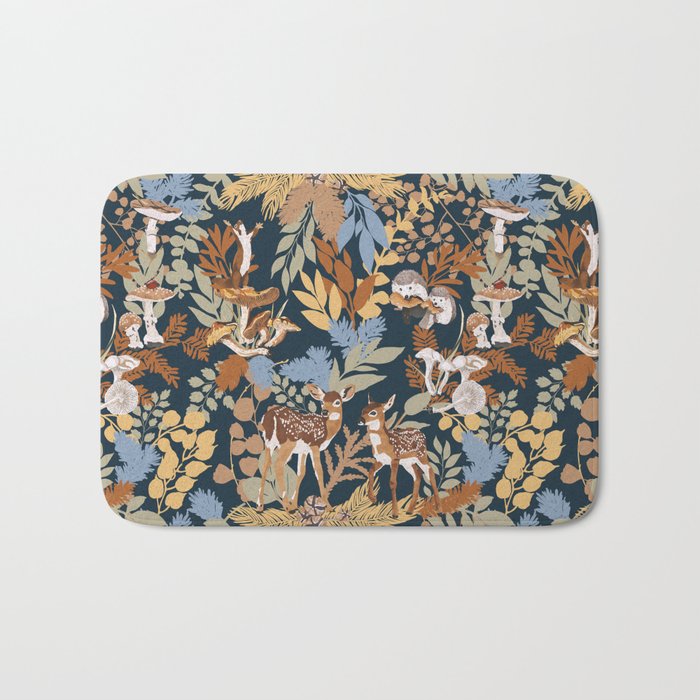 Colorful Dark Forest Animals B Bath Mat Gallery Image 1