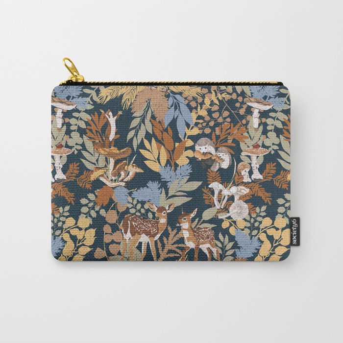 Colorful Dark Forest Animals B Carry All Pouch Gallery Image 1