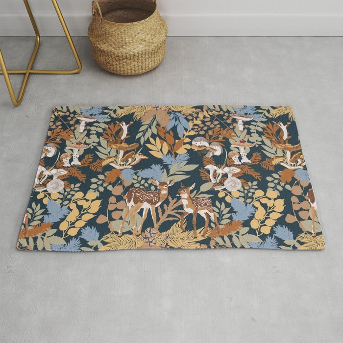 Colorful Dark Forest Animals B Rug Gallery Image 1