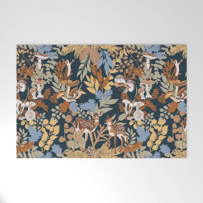 Colorful Dark Forest Animals B Welcome Mat Gallery Image 1