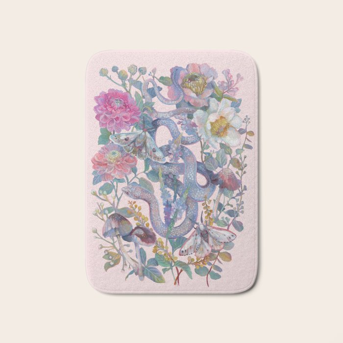 Pink Floral Garden Snake Bath Mat Gallery Image 1