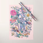 Pink Floral Garden Snake Wrapping Paper Gallery Image 1