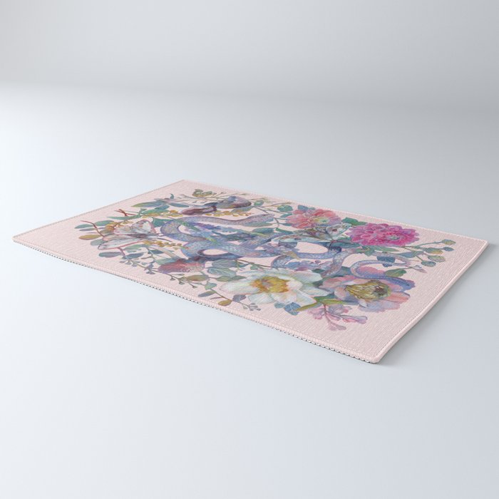 Pink Floral Garden Snake Rug Gallery Image 3