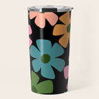 Retro Flower - Big Daisy Black background Travel Mug Gallery Image 1