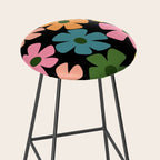 Retro Flower - Big Daisy Black background Stool Gallery Image 2