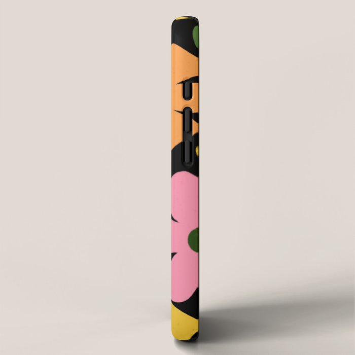 Retro Flower - Big Daisy Black background iPhone Case Gallery Image 2