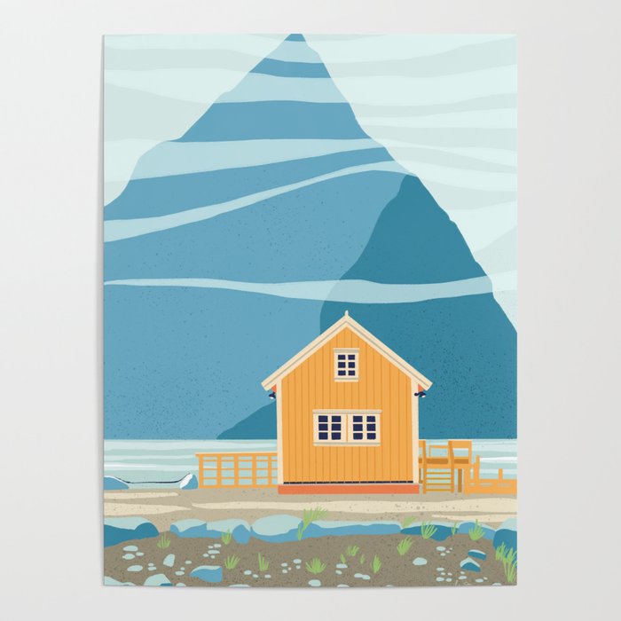 Norway, tiny house on an island Poster Gallery Image 1