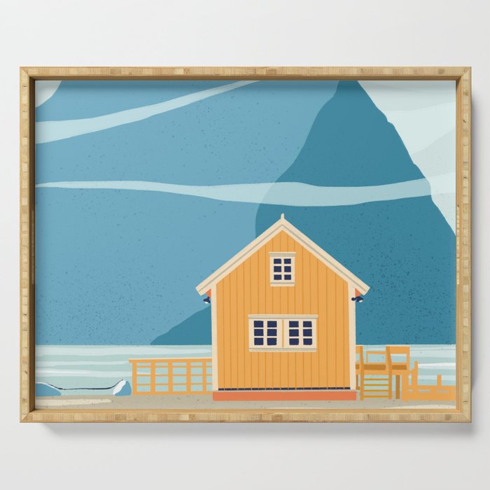 Norway, tiny house on an island Serving Tray Gallery Image 1