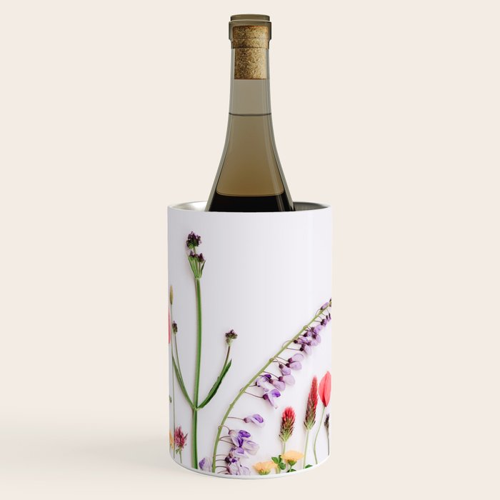 Flowers Flat Lay - Colorful Mixed Wildflowers - Poppies - Floral Wine Chiller Gallery Image 1