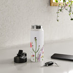Flowers Flat Lay - Colorful Mixed Wildflowers - Poppies - Floral Water Bottle Gallery Image 4