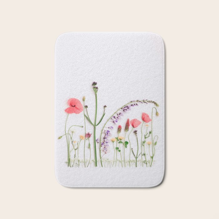 Flowers Flat Lay - Colorful Mixed Wildflowers - Poppies - Floral Bath Mat Gallery Image 1