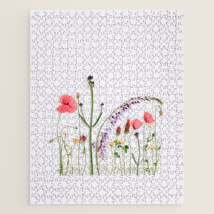 Flowers Flat Lay - Colorful Mixed Wildflowers - Poppies - Floral Jigsaw Puzzle Gallery Image 1