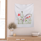 Flowers Flat Lay - Colorful Mixed Wildflowers - Poppies - Floral Wall Tapestry Gallery Image 2