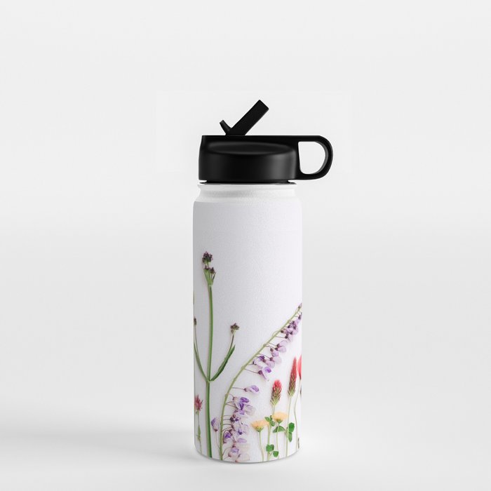 Flowers Flat Lay - Colorful Mixed Wildflowers - Poppies - Floral Water Bottle Gallery Image 1