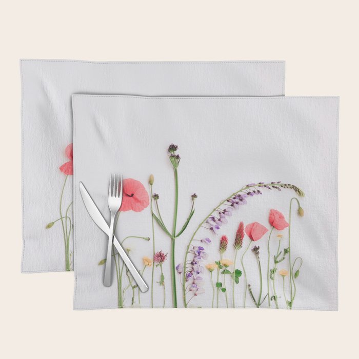 Flowers Flat Lay - Colorful Mixed Wildflowers - Poppies - Floral Placemat Gallery Image 1
