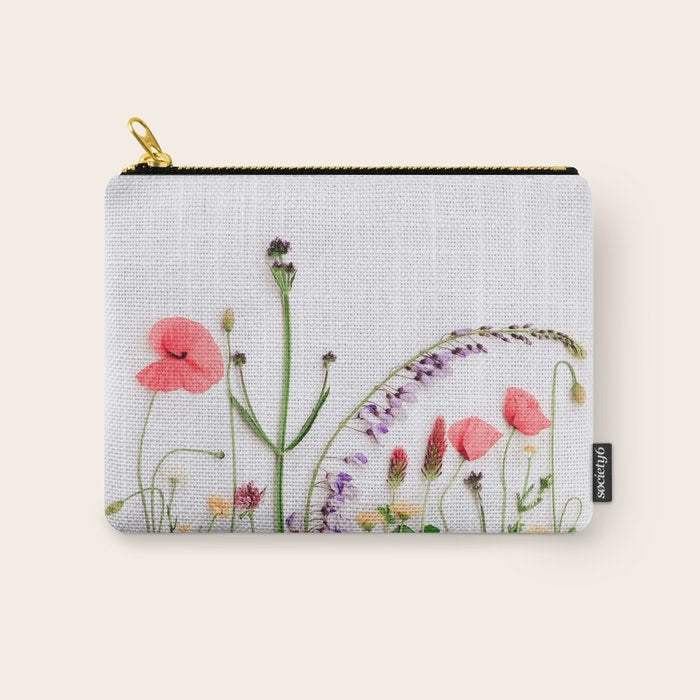Flowers Flat Lay - Colorful Mixed Wildflowers - Poppies - Floral Carry All Pouch Gallery Image 1