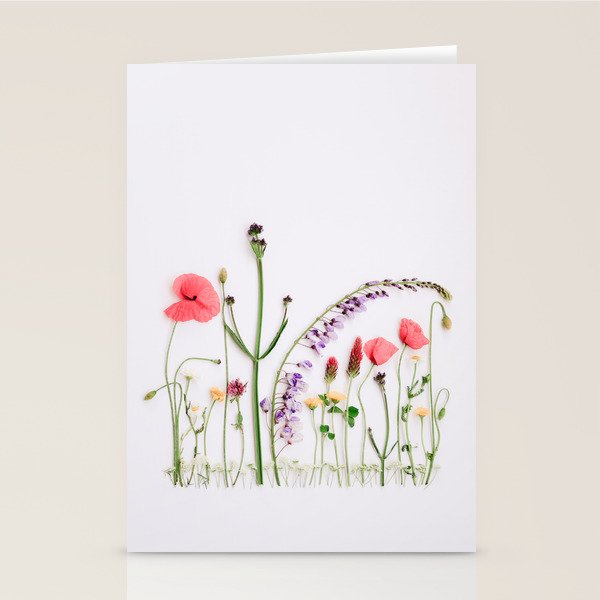Flowers Flat Lay - Colorful Mixed Wildflowers - Poppies - Floral Stationery Card Gallery Image 1
