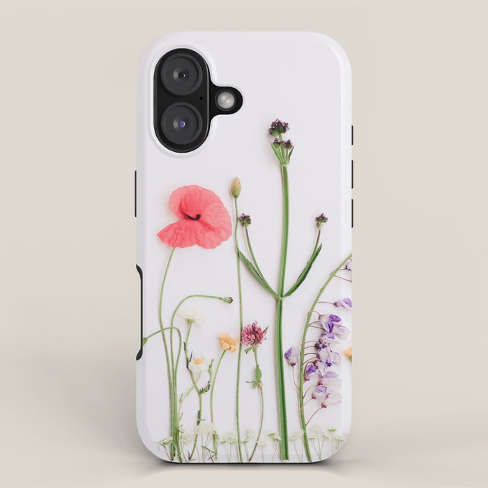 Flowers Flat Lay - Colorful Mixed Wildflowers - Poppies - Floral iPhone Case Gallery Image 1