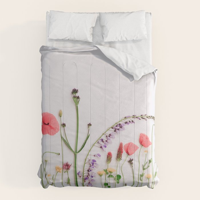 Flowers Flat Lay - Colorful Mixed Wildflowers - Poppies - Floral Comforter Gallery Image 6