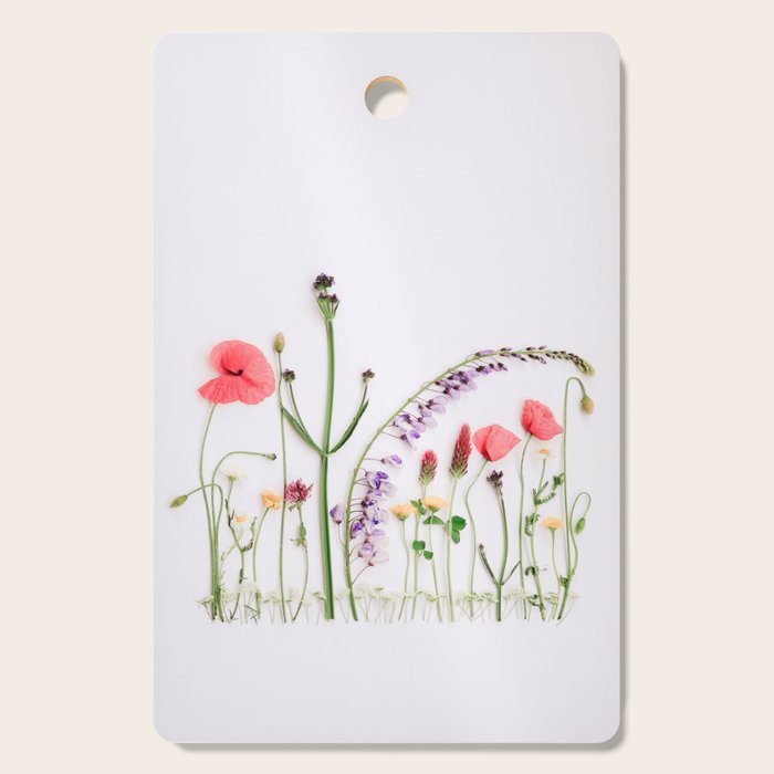 Flowers Flat Lay - Colorful Mixed Wildflowers - Poppies - Floral Cutting Board Gallery Image 1
