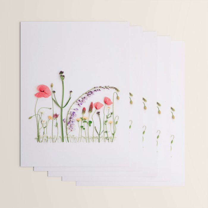 Flowers Flat Lay - Colorful Mixed Wildflowers - Poppies - Floral Wrapping Paper Gallery Image 3