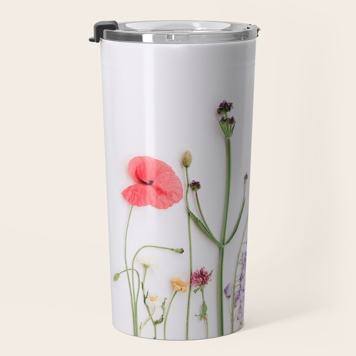 Flowers Flat Lay - Colorful Mixed Wildflowers - Poppies - Floral Travel Mug Gallery Image 3