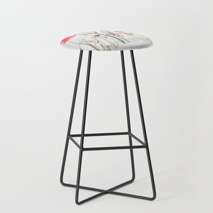 Flowers Flat Lay - Colorful Mixed Wildflowers - Poppies - Floral Stool Gallery Image 1